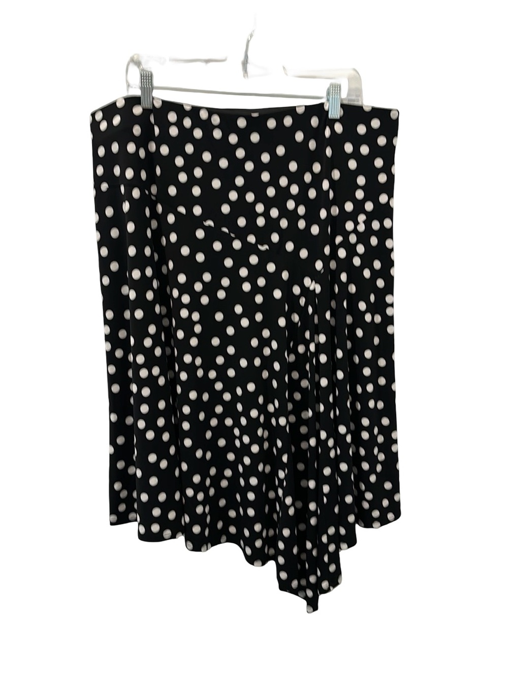 Lane Bryant Black & White Polka Dot Asymmetrical Hem Midi Skirt Size 14/16